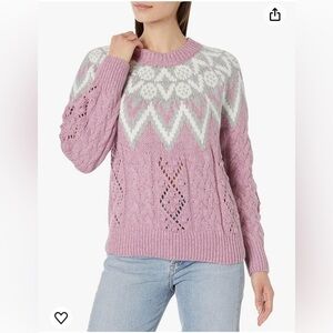 Lucky Brand Sweater Womens Nordic Fair Isle Knit Dawn Pink Size Medium